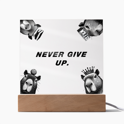 NEVER GIVE UP - Capybara Themed Gorthub Plaque