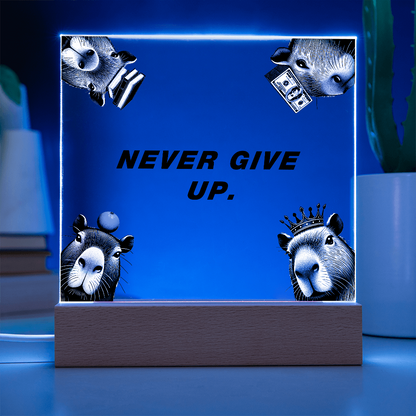 NEVER GIVE UP - Capybara Themed Gorthub Plaque