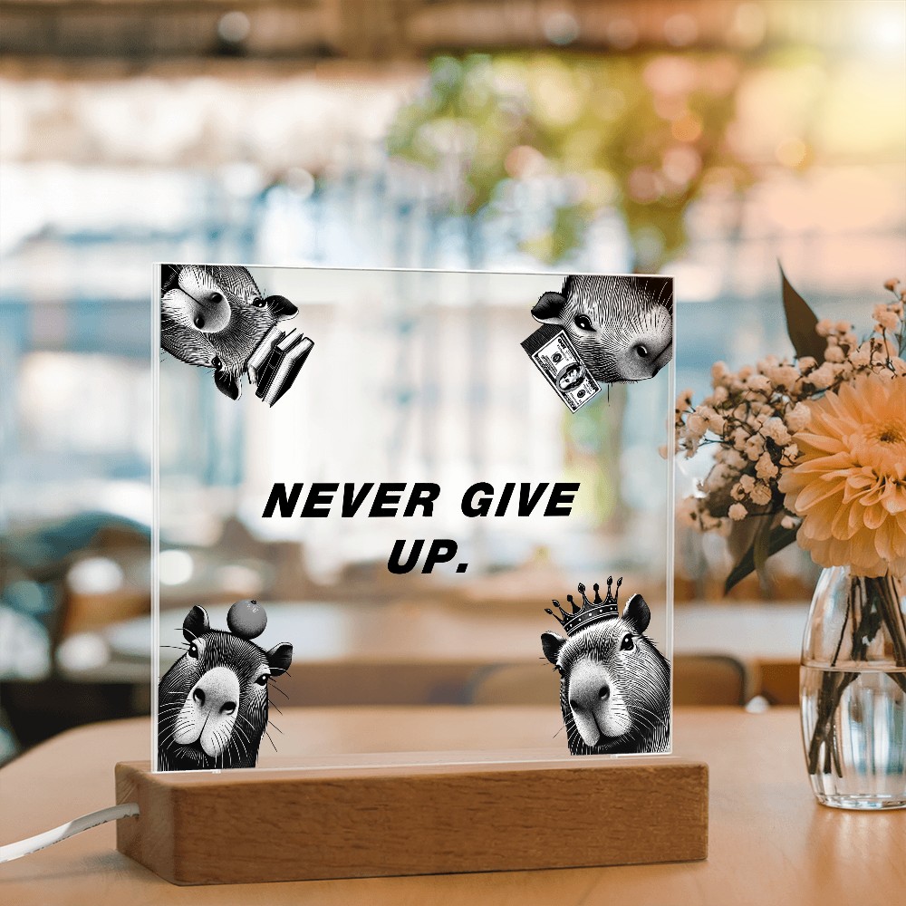 NEVER GIVE UP - Capybara Themed Gorthub Plaque