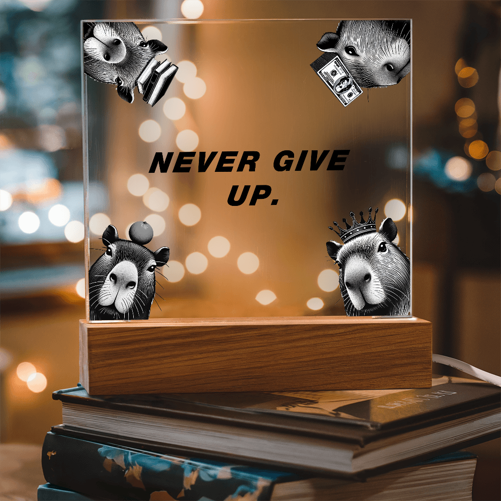 NEVER GIVE UP - Capybara Themed Gorthub Plaque