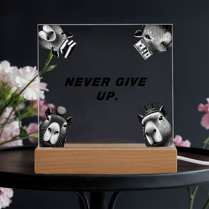 NEVER GIVE UP - Capybara Themed Gorthub Plaque