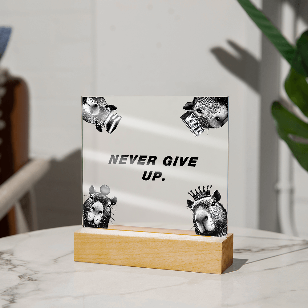 NEVER GIVE UP - Capybara Themed Gorthub Plaque