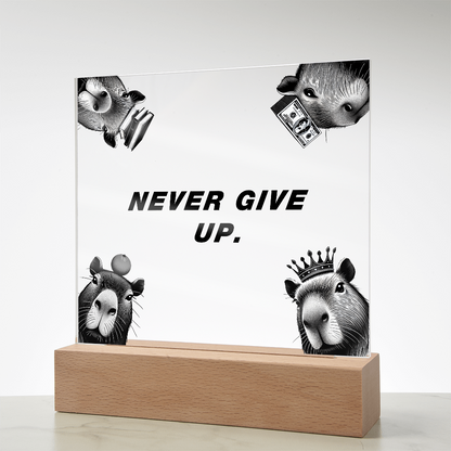 NEVER GIVE UP - Capybara Themed Gorthub Plaque