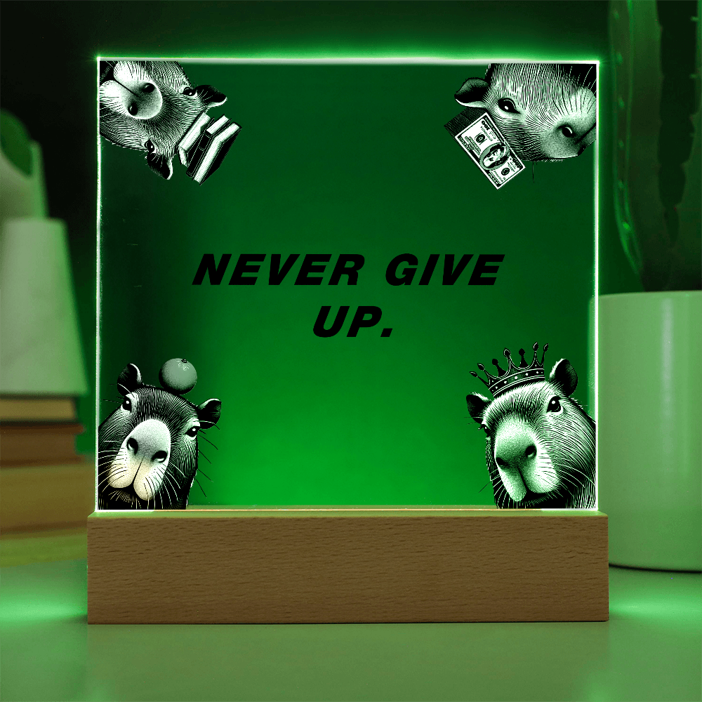 NEVER GIVE UP - Capybara Themed Gorthub Plaque