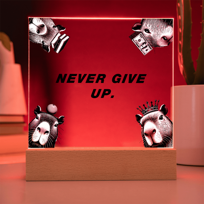 NEVER GIVE UP - Capybara Themed Gorthub Plaque