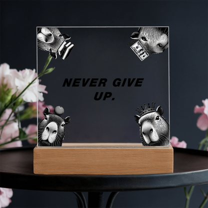 NEVER GIVE UP - Capybara Themed Gorthub Plaque